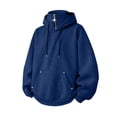 thumbnail image 6 of SYwaren Hoodie Men's 1/4 Zip Pullover Drawstring Kangaroo Pocket Long Sleeve Solid Metal Button, 6 of 8