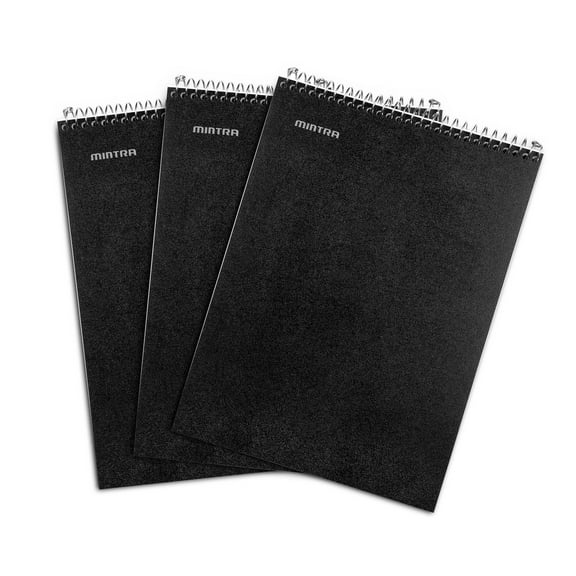 Top Bound Spiral Notebook (Black, College Ruled 3pack)