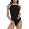 thumbnail image 4 of LRD Women's Short Sleeve Rash Guard Shirts UPF 50 Swim Shirt Black Tropical - S, 4 of 6