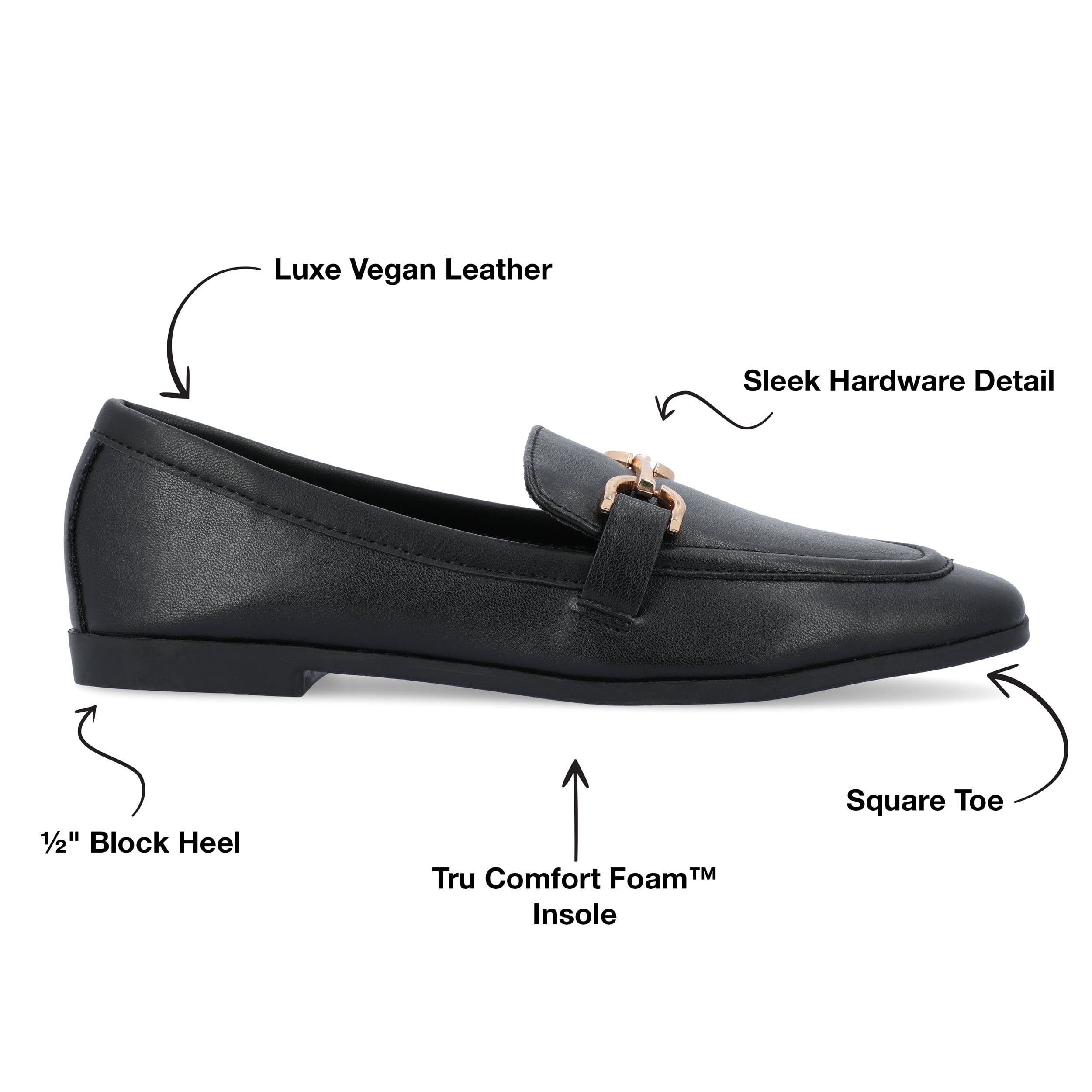 Journee Collection Womens Mizza Tru Comfort Foam Wide Width Loafer Slip On Square Toe Flats