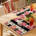 thumbnail image 4 of Pink Peony Placemats Set of 2, Flowers Black And White Stripes Linen Texture Non-Slip Place Mats Washable Table Mats for Kitchen Dining Table Decorations Indoor/Outdoor, 4 of 9