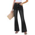 thumbnail image 2 of Wutalume Low Rise Jeans for Women Wide Leg Straight Cut, Stretch Denim with Pockets, Loose Fit Comfort for Casual Wear,Black L, 2 of 7
