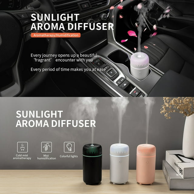 ABS Automotive Air Freshener Portable USB Interface Automobile 100ml Quiet Running USB Interface Universal Working Table Bedroom Humidifier Diffuser White
