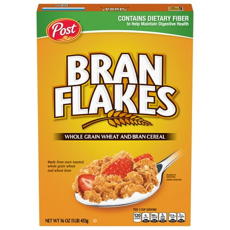 Post Bran Flakes® Crunchy Whole Grain Wheat & Bran Breakfast Cereal, Excellent Source of Fiber, 16 oz
