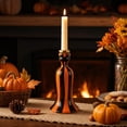 thumbnail image 6 of Thanksgiving Halloween Orange Black Striped Ceramic Candle Holder, Knotted Twisted Design Taper Candle Base, Glazed Tabletop Ornament for Dining Table Mantel Entryway Decor, 6 of 7