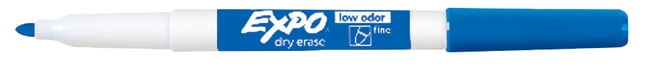 EXPO Low Odor Dry Erase Marker, Fine Tip, Blue, Pack of 12