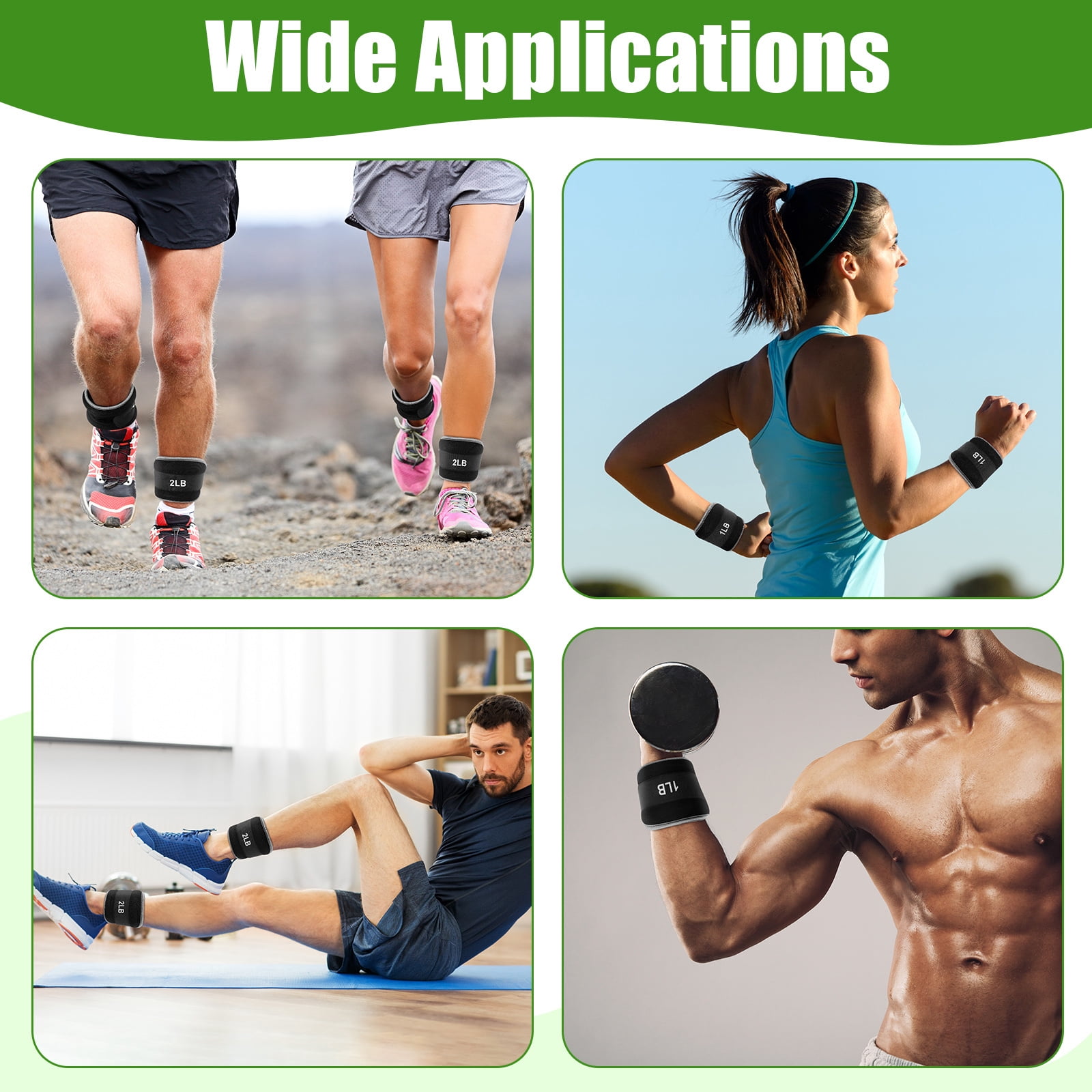 4 Pairs Adjustable Ankle Wrist Weights, 1lb/2lb Weighted Straps for Men Women, Portable Fitness Gear for Running, Yoga, Walking and Strength Training