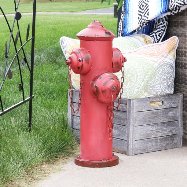 Sunnydaze Dog Fire Hydrant Pee Post Metal Outdoor Backyard Garden