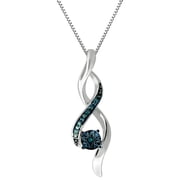 1/15 Carat Total Weight (cttw) Diamond Pendant for Women (Blue)