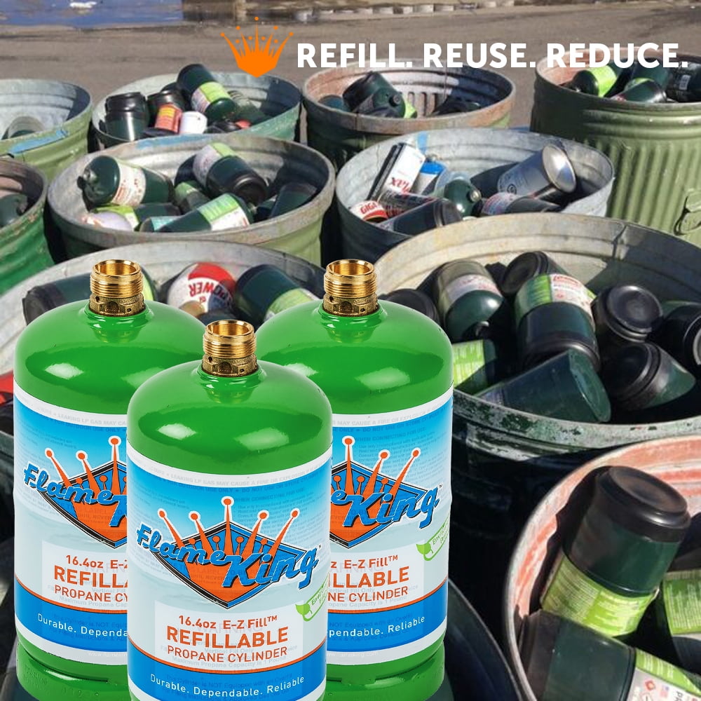 Flame King Refillable Empty Propane Tank Cylinder Dot Compliant for Propane Lamps, Lanterns and Camp Stoves, 16.4oz, 1lb