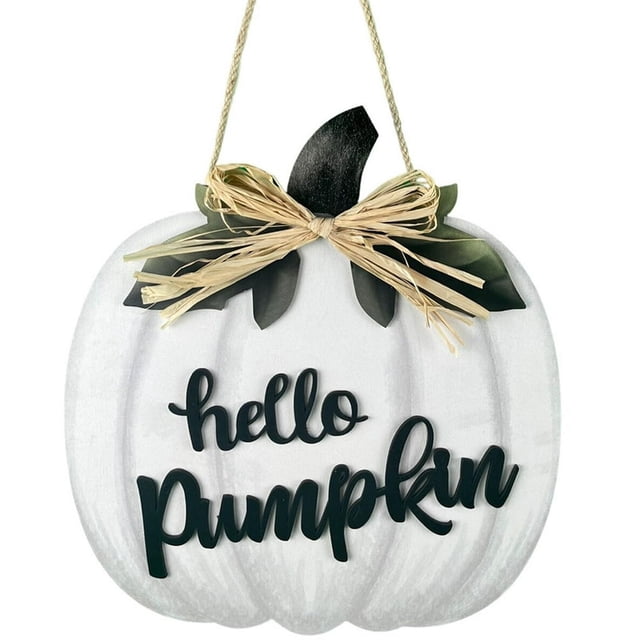 Pumpkin Door Plate Cartoon Door Hanger Sign for Home Decoration (White)