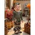 thumbnail image 6 of RUINIXCW Baby Girls Fall Outfit Long Sleeve Romper Camo/Floral Flared Pants Headband, 6 of 8