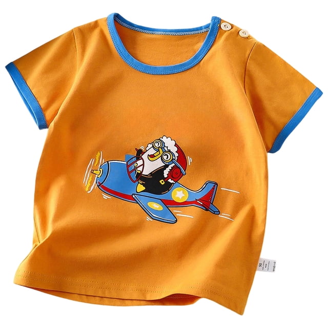 Zanarzt T-Shirt d'Été pour Tout-Petit Été Mignon Doux Imprimé Dessin Animé Graphique Tee T-Shirt Garçon Tout-Petit Col Rond Tee, Rouge, 18-24 Mois