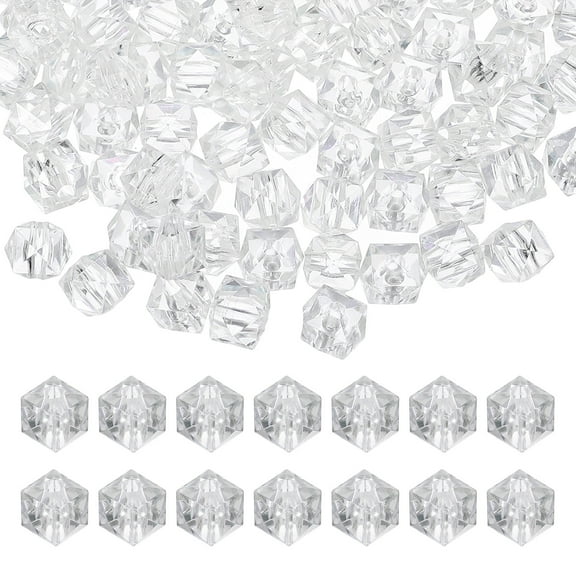 Uxcell 12mm Acrylic Cube Faceted Beads, 100 Pcs Square Diamond Beads for Jewelry Making, White