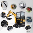 thumbnail image 5 of MMS 2 Tons Mini Excavator Closed Cab with Swing Boom 16HP 900cc Kubota Diesel Engine Hydraulic Pilot Control Crawler Trencher Digger, 5 of 8