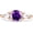 Amethyst Cubic Zirconia with Rose Tone, variant on Trilogy Ring Round Pear Teardrop White Opal Yellow Tone 925 Sterling Silver, Size 10