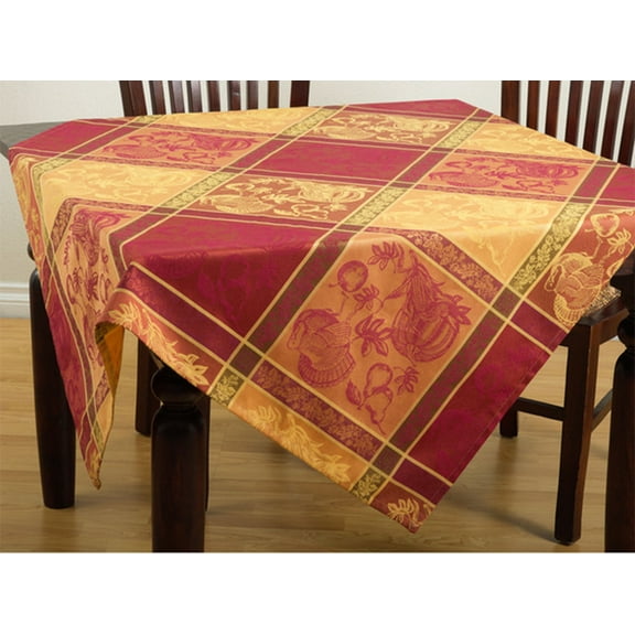 Holiday Jacquard Warm Thanksgiving Decorative Table Linens Tablecloth (72"x72" Tablecloth)