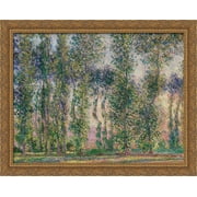 Poplars at Giverny 34x28 Large Gold Ornate Wood Framed Canvas Art by Claude Monet