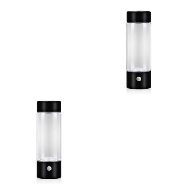 Advancent Botella de agua rica en hidrógeno, interruptor de botón de reemplazo de carga USB alimentado por , taza de matraz de 420ml, Negro 2Conjunto