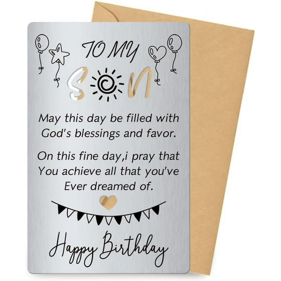 Engraved Wallet Card Insert To My Son Wallet Insert Happy Birthday Steel Card Hollow Out Son Mini Love Notes Birthday Gifts