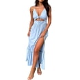 thumbnail image 1 of xiaxaixu Femmes Été Longue Robe Sans Manches Cravate Spaghetti Sangle Découpe Cocktail Robe de Soirée Robe de Soirée, 1 of 5