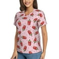thumbnail image 5 of Yiaed Watermelon Ice Cream Print Women's T Shirt V-Neck Short Sleeve Shirt Casual Breathable Tee Summer Tops-Small, 5 of 5