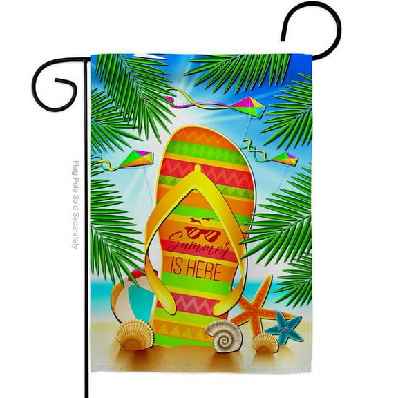 Breeze Decor G156099-BO Summer Flip Flop Summertime Fun & Sun 13 x 18.5 in. Double-Sided Decorative Vertical Garden Flags for House Decoration Banner Yard Gift