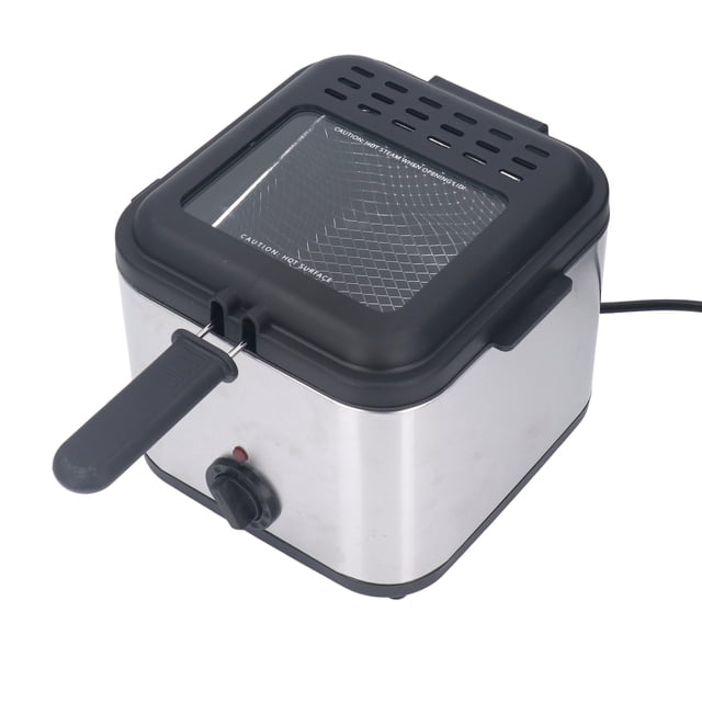 Friteuse Électrique 2,5l, 1000W Température Réglable, Friteuse Carrée en Acier Inoxydable pour Poulet et Oignon