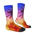 thumbnail image 3 of Uemuo Palm Trees at Sunset Pattern Women's Crew Socks, Soft Durable Breathable Moisture-Wicking with Odor Control Cotton socks, 3 of 9