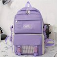 thumbnail image 1 of Mochila Con Patrón A Cuadros De Estilo Pijo De 4 Uds., Mochila Escolar De Viaje Ligera Con Bolso De Mano, Bandolera, Estuche Para Lápices, 1 of 4