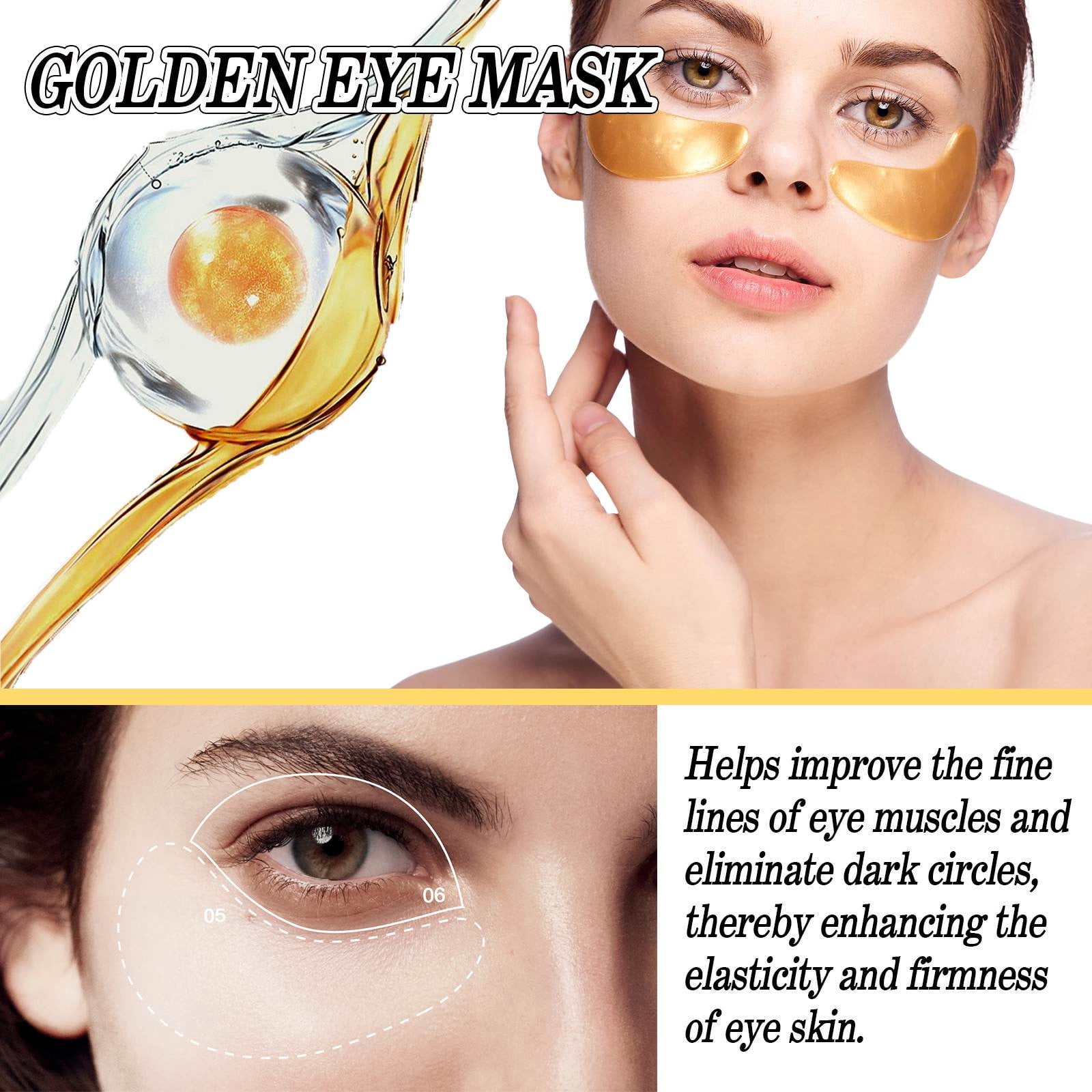 Under Eye Patches for Dark Circles and Puffy Eyes (60 Pairs), 24k Gold Eye Mask for Dark Circles and Puffiness with Vitamin C, Hyaluronic Acid, and Pearl Extract, Collagen Eye Gel Pads for Puffiness