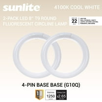 Sunlite 41917 FC8T9/CW 8-Inch T9 Round Fluorescent Circline Lamp, 22 Watts, 1250 Lumens, 4100K Cool White, G10Q 4-Pin Base, 2 Pack
