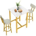 AWQM 3 Piece Bar Dining Table Set, Modern Bar Square Table and Stools
