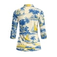 thumbnail image 3 of Uorisanigo Blue Palm Tree Womens Long Sleeve Golf Polo Shirts Size M Comfortable Moisture Wicking Casual Tennis Activewear Fashion Soft 3/4 Roll Sleeve Athletic Tops with Zipper, 3 of 7