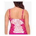 thumbnail image 2 of LAUREN RALPH LAUREN Women's Pink Printed Underwire Ruched Adjustable Square Neck Tankini Swimsuit Top 16W, 2 of 4