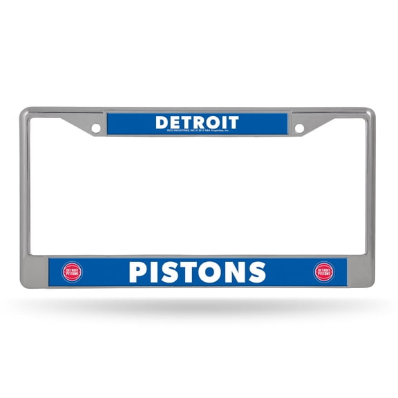 Detroit Basketball Pistons - 12" x 6" Standard Size - Chrome Metal License Plate Frame