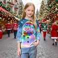 thumbnail image 7 of YUNAFFT Girls Christmas Print Casual 3/4 Sleeve Round-Neck Blouses & Shirts Cotton-Like Comfort Fit Elastic 4-14Y, 7 of 7