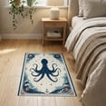 thumbnail image 3 of ODIKA 2'x3' Washable Accent Rug Circle Vintage Nautical Octopus Maritime Wave Border Compass for Bedroom, Nursery, RV, Pet Friendly, Bedside Mat, 3 of 7