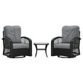 thumbnail image 3 of CorLiving Maybelle 3-Piece Resin Wicker and Steel Outdoor 2 Swivel Chair Set with Small Table, Black/Grey, 3 of 8