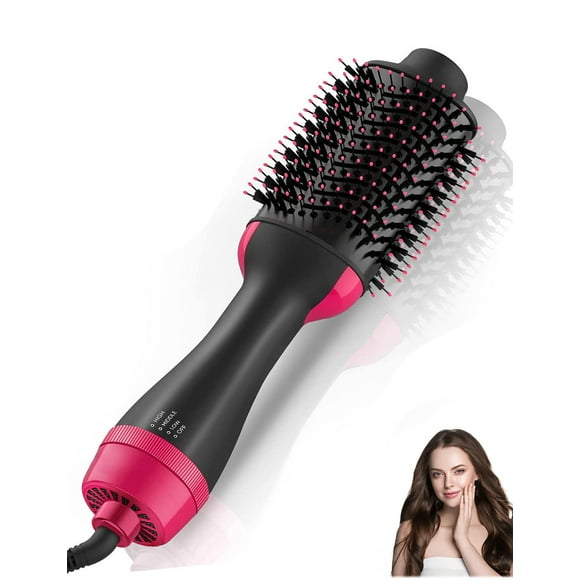 Nurifi Hair Dryer Blow Dryer Brush Hair Dryer and Styler Volumizer Hot Air Brush for Straightening Curling Drying Salon One Step Styling Tools Pink