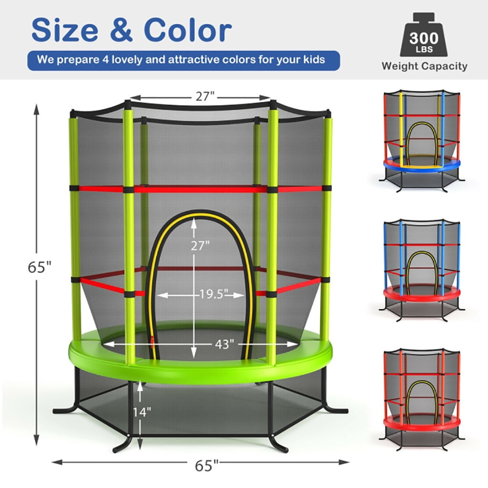 Barara King Backyard Trampoline, Trampoline,55 Inch Kids Recreational Trampoline Bouncing Jumping Mat with Enclosure Net-Green