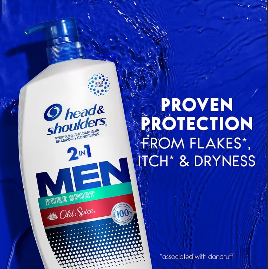 Head and Shoulders Men's 2-in-1 Dandruff Shampoo and Conditioner - Old Spice Pure Sport, 40 oz.