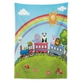 thumbnail image 3 of Ambesonne Zoo Tablecloth Rectangular Table Cover, Animal Train Rainbow Funny, 60"x84", Multicolor, 3 of 4