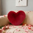 thumbnail image 2 of Lilixerw Fox Fur Imitation Long Hair Heart Shaped Pillow,Valentine's Day Soft Plush Lumbar Cushion for Sofa Bed,Wedding Couple Gifts,Festive Decorative Throw Pillow,15.74x11.81In,Red, 2 of 6