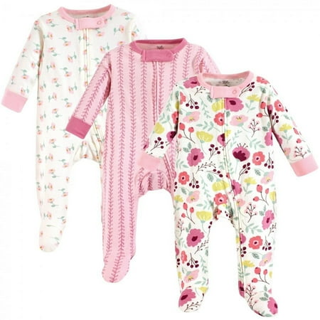 UPC: 0660168667080 | Touched by Nature Baby Girl Organic Cotton Zipper Sleep and Play 3pk  Botanical  0-3 Months