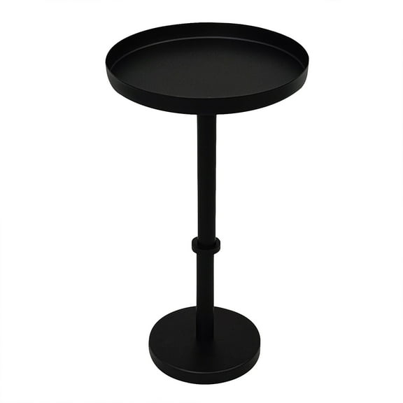 Ara 12 Inch Side End Table Vintage Sleek Pillar Base Round Tray Top Matte Black - Saltoro Sherpi