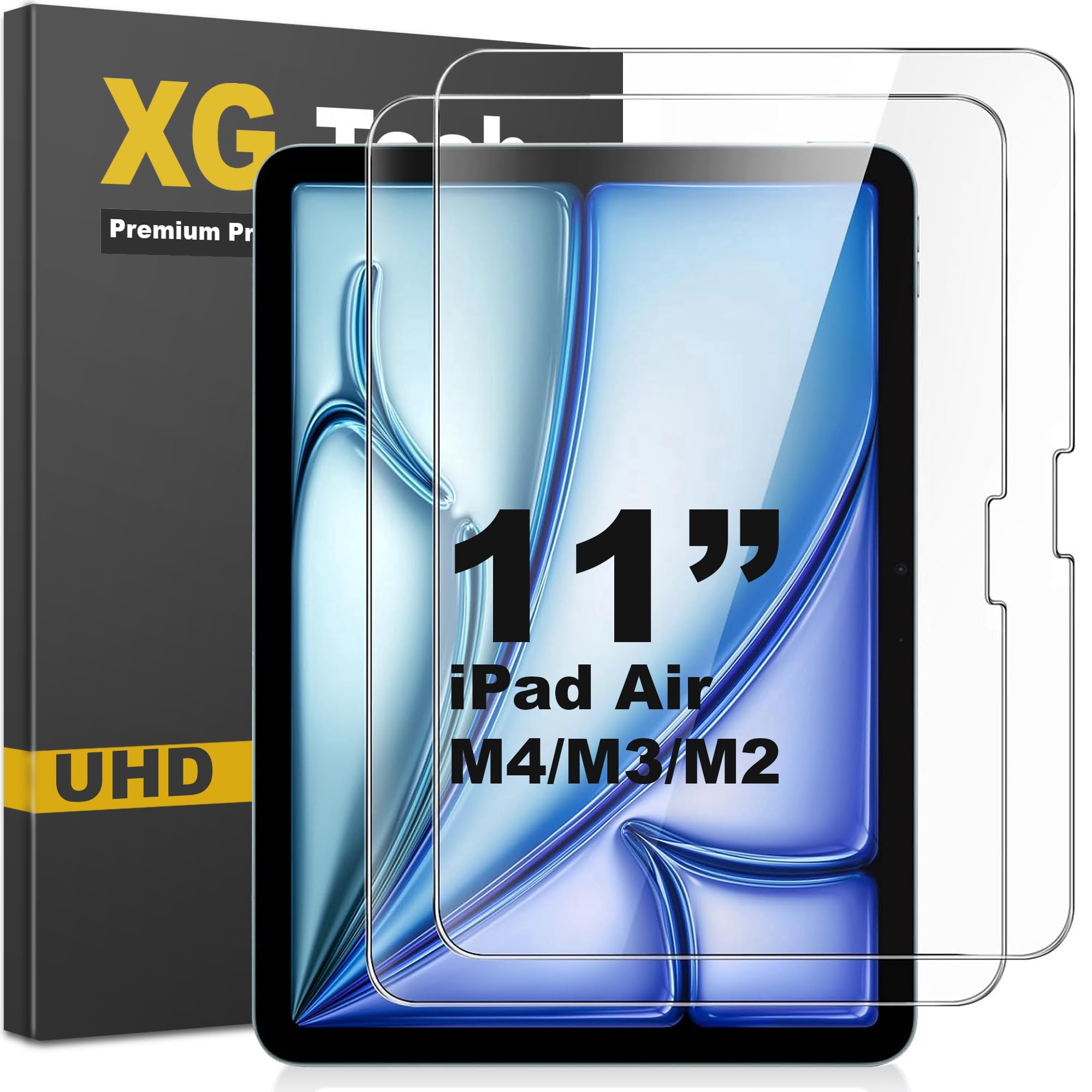 Apple iPad Air 11'' Screen Protector M4/M3/M2 2026/2025/2024, 2-Pack Tempered Glasses Protector Shatterproof, Bubble Free, HD Clarity
