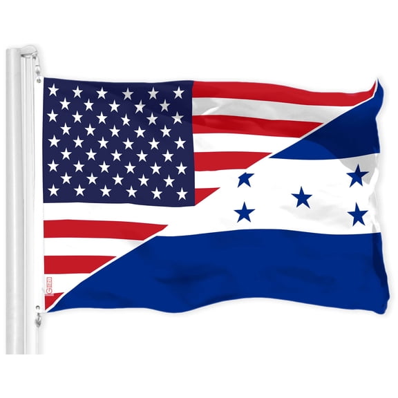 G128 Honduras USA Friendship Flag | 3x5 Ft | LiteWeave Pro Series Printed 150D Polyester | Specialty Flag, Indoor/Outdoor, Vibrant Colors, Brass Grommets