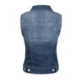 thumbnail image 6 of Made by Olivia Women's Junior Fit Sleeveless Button up Jean Denim Jacket Vest, 6 of 7