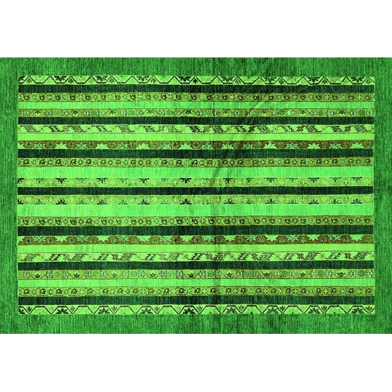 Ahgly Company Indoor Rectangle Abstract Green Modern Area Rugs, 2' x 4'